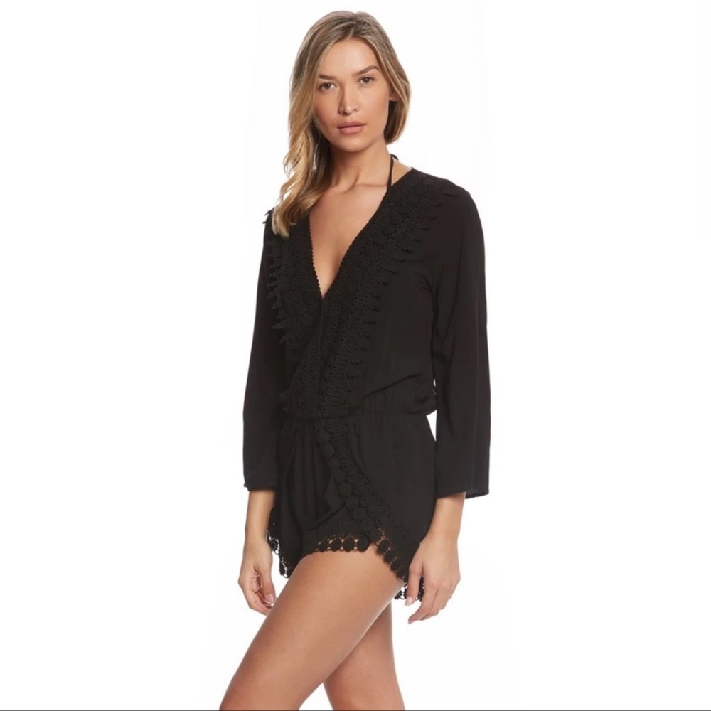 PRICE FIRM🚨 La Blanca Costa Brava Crochet-Trim Romper Swim Coverup Large